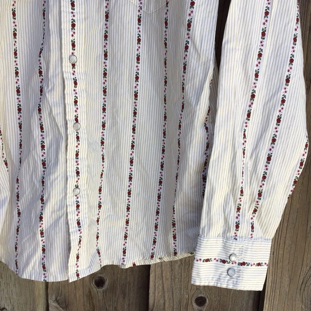 Levi's Western Snap Shirt Floral Stripe Standard Fit Pearl Snap Men's Medium NWT